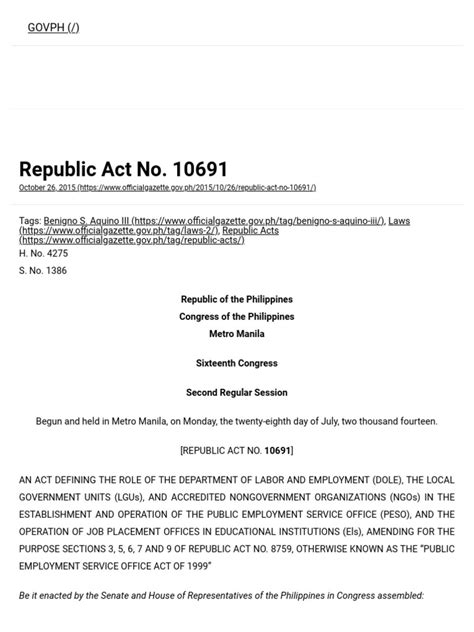 republic act 10691|Official Gazette of the Republic of the Philippines.